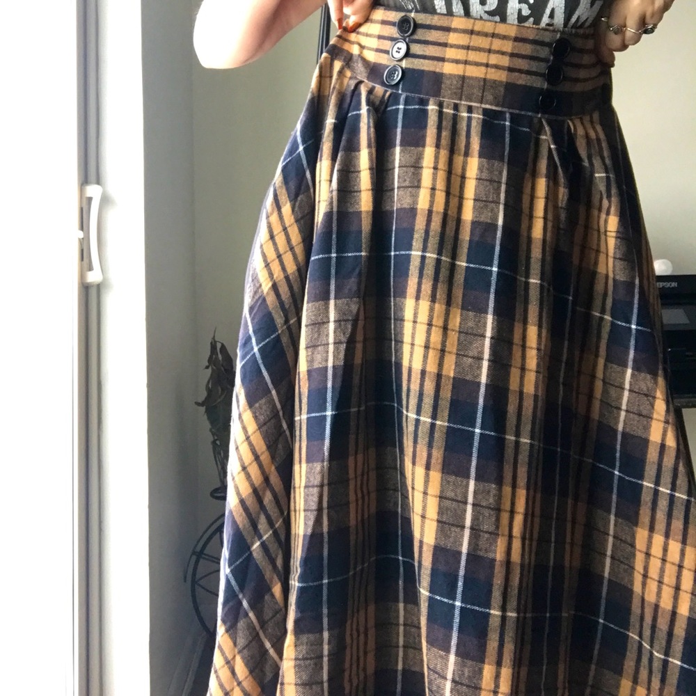 Navy Plaid Skirt